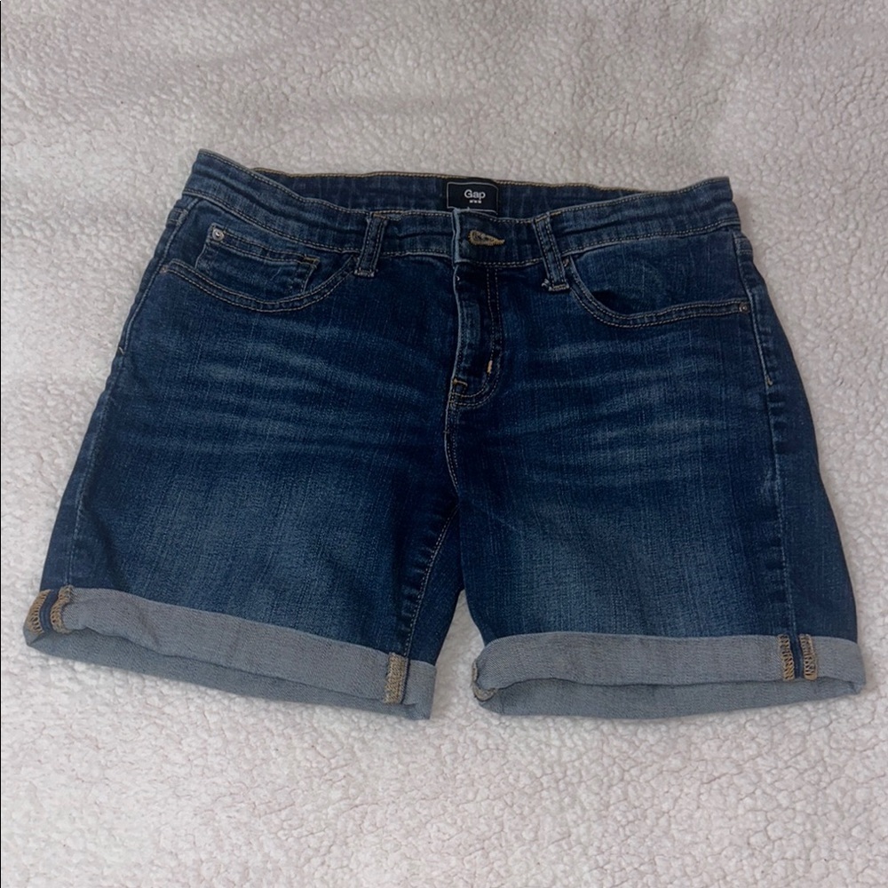 GAP Blue Jean Shorts with Cuffed Hem and Mid-Rise Fit